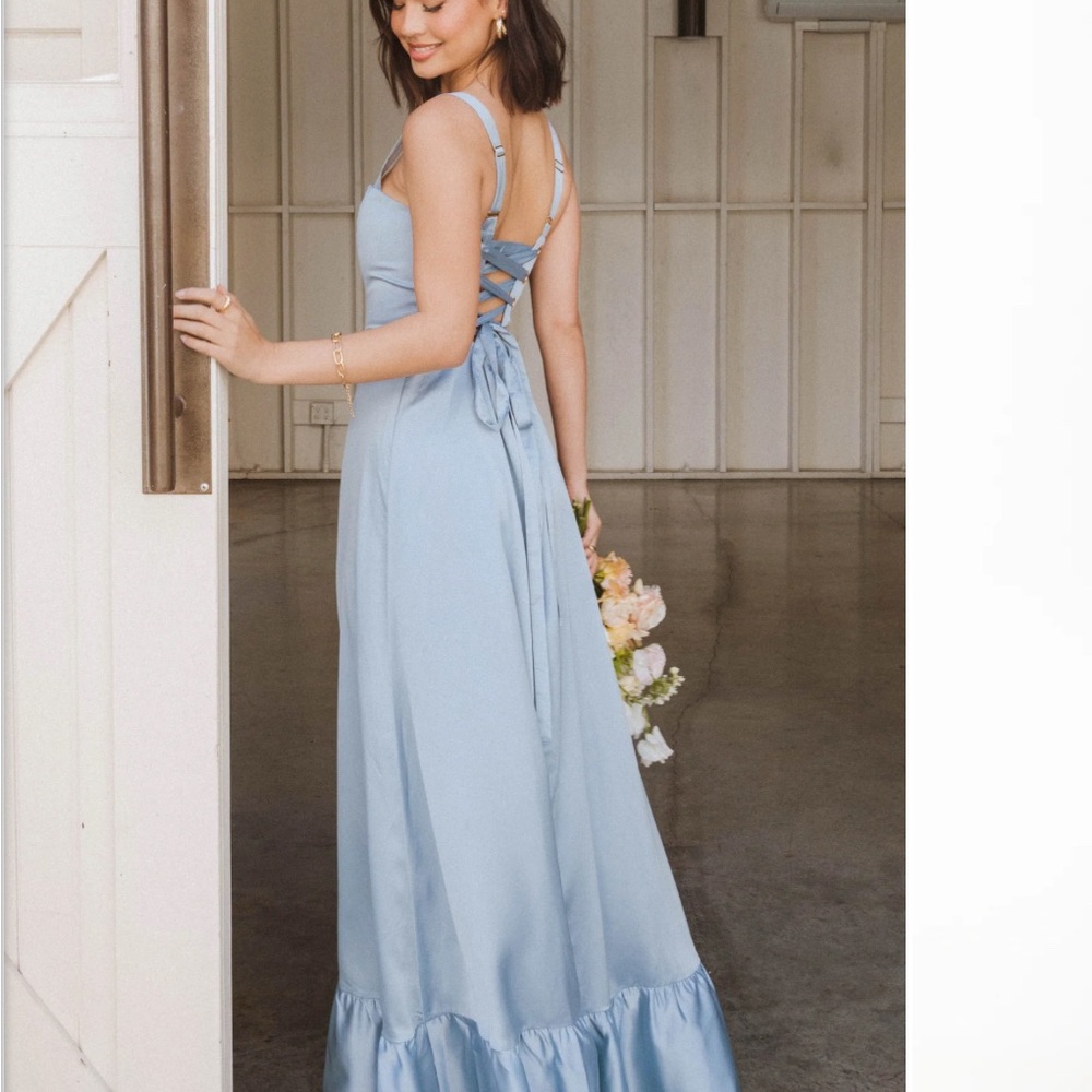 SHOW ME YOUR MUMU - Clarissa Corset Dress - Steel Blue Luxe Satin - Picture 4 of 5